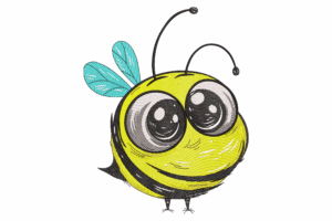 Cute Big-Eyed Bee Embroidery Design