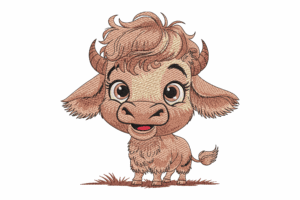 Cute Buffalo Embroidery Design