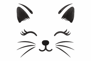 Cute Cat Face Machine Embroidery Design