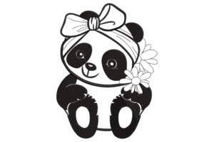 Cute Girl Panda Embroidery Design