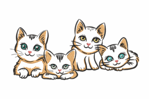 Cute Kittens Embroidery Design