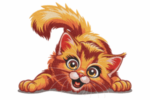 Cute Orange Cat Embroidery Design