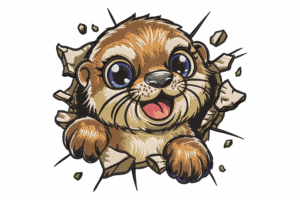 Cute Otter Embroidery Design