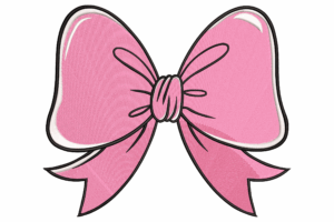 Cute Pink Bow Embroidery Design