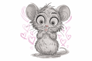 Cute Valentine Mouse Embroidery Design