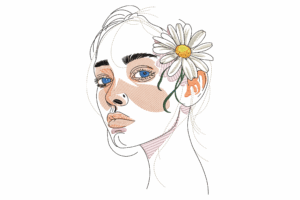 Daisy Girl Portrait Embroidery Design