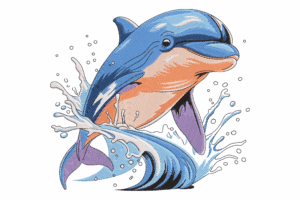 Dolphin Splash Embroidery Design