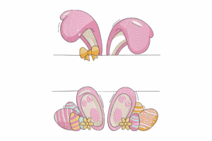 Easter Bunny Ears and Feet Embroidery Design