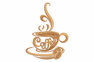 Elegant Coffee Cup Embroidery Design