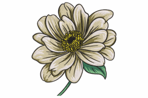 Elegant Cream Bloom Embroidery Design