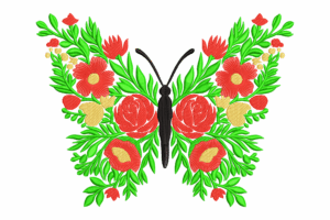 Elegant Floral Butterfly Embroidery Design