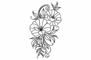 Elegant Floral Outline Machine Embroidery Design