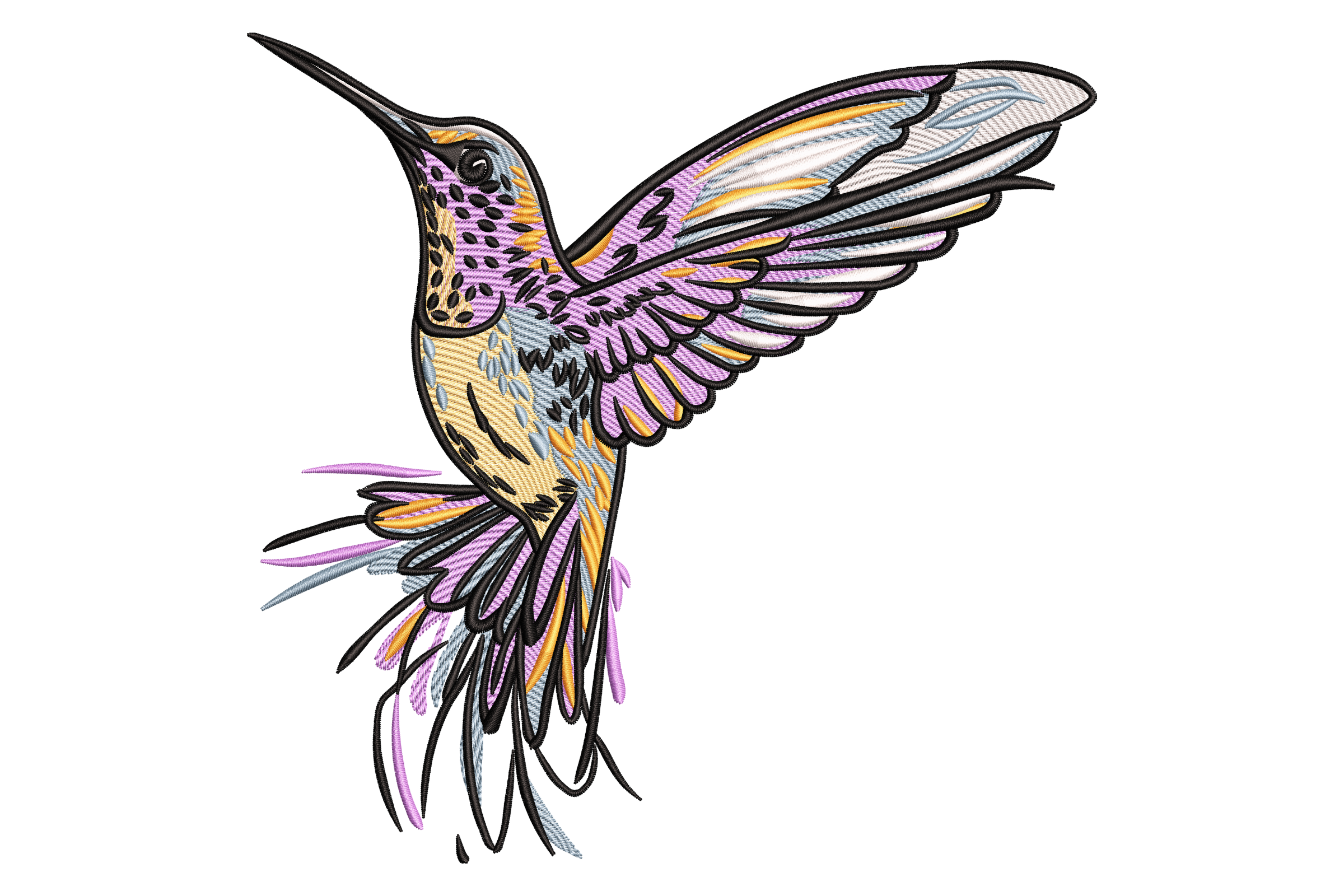 Elegant Hummingbird Embroidery Design