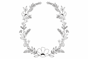 Elegant Oval Floral Frame Embroidery Design