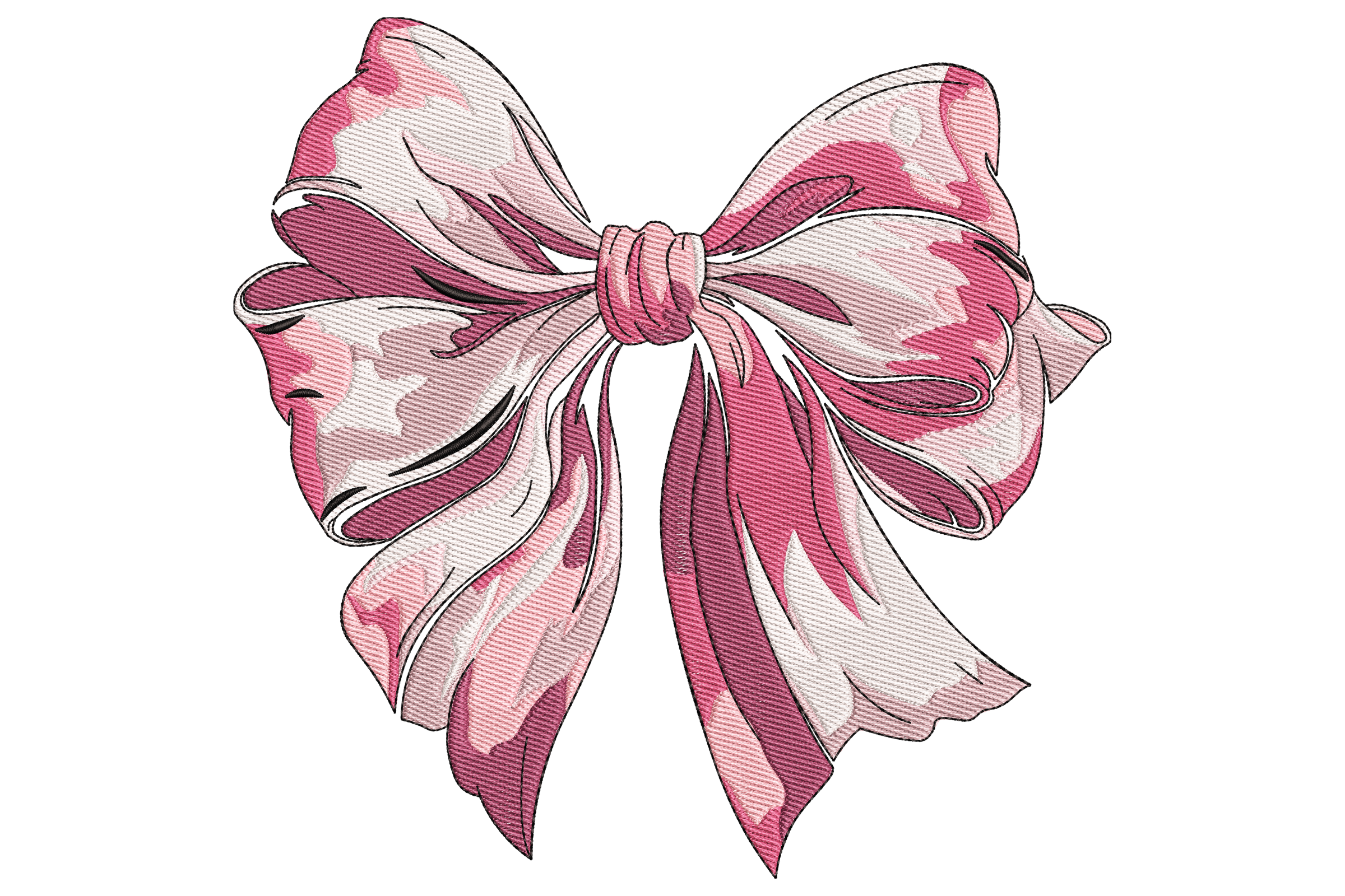 Elegant Pink Ribbon Bow Machine Embroidery Design