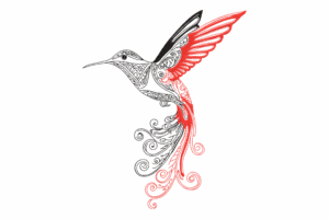 Elegant Tribal Hummingbird Embroidery Design