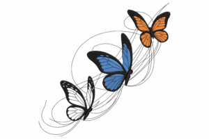 Elegant Trio Butterfly Embroidery Design