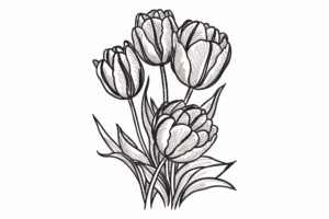 Elegant Tulip Bouquet Embroidery Design