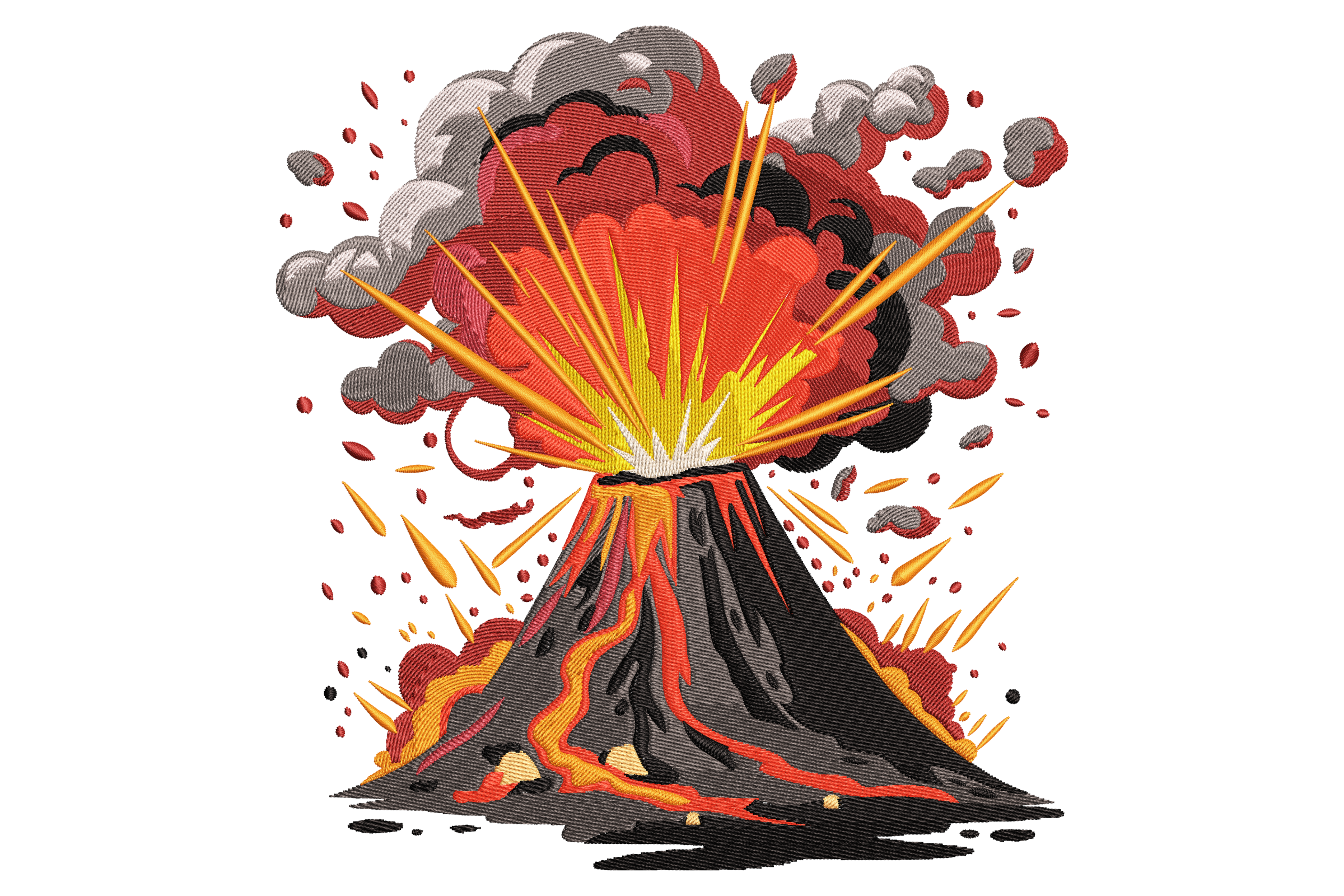 Exploding Volcano Embroidery Design