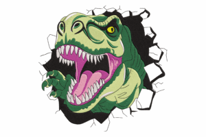 Ferocious Dinosaur Head Embroidery Design