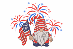 Fireworks & American Flag Embroidery Design