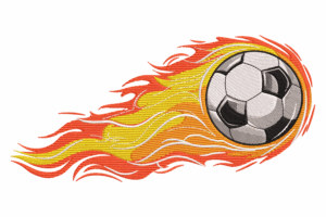 Flaming Soccer Ball Embroidery Design