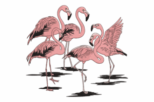 Flamingo Group Embroidery Design