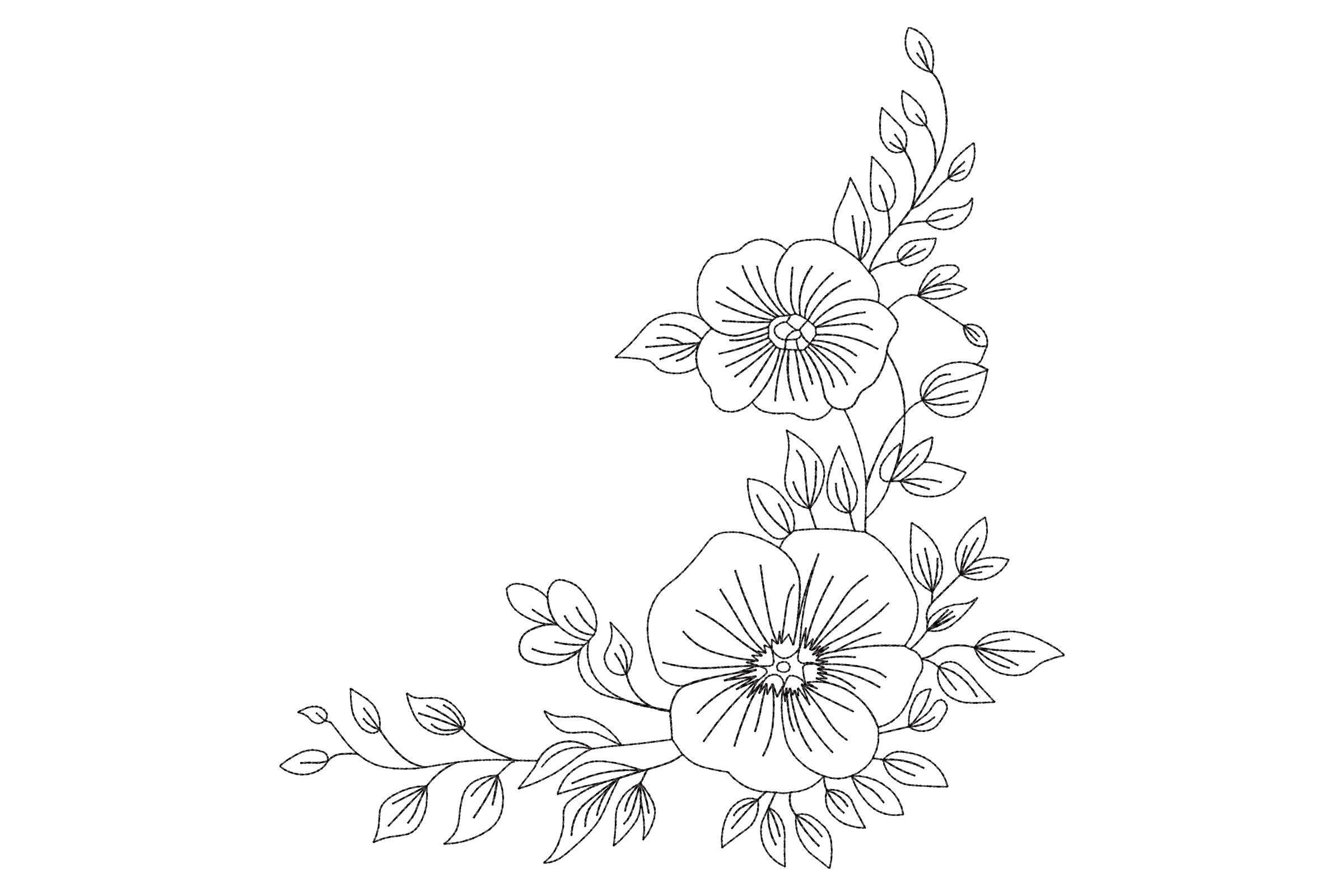 Floral Corner Embroidery Design