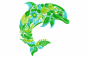 Floral Dolphin Embroidery Design