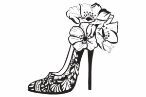 Floral High Heel Embroidery Design