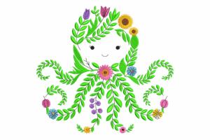 Floral Octopus Girl Embroidery Design
