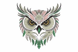 Floral Owl Face Embroidery Design