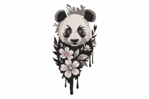 Floral Panda Embroidery Design