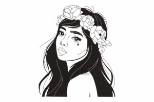 Floral Woman Silhouette Face Embroidery Design