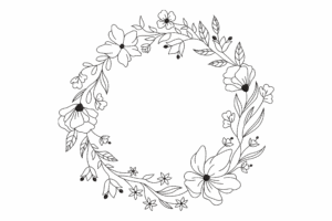 Floral Wreath Outline Embroidery Design