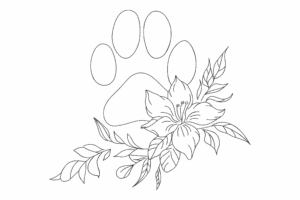 Flower Paw Print Machine Embroidery Design