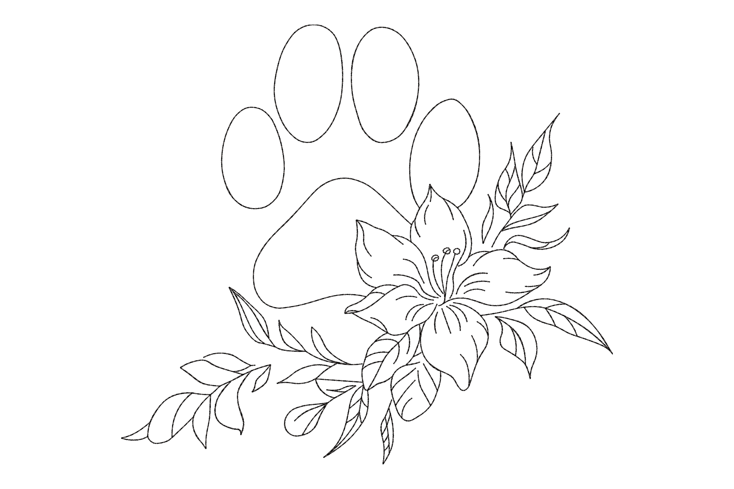 Flower Paw Print Machine Embroidery Design 1 Flower Paw Print Machine Embroidery Design