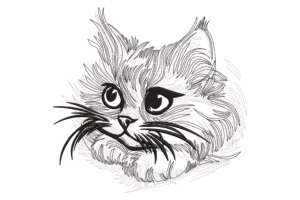 Fluffy Cat Face Embroidery Design
