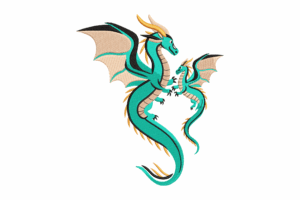 Flying Dragon Duo Embroidery Design