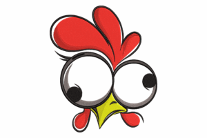 Funny Cartoon Chicken Face Embroidery Design