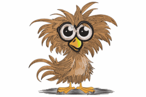 Funny Fluffy Bird Embroidery Design