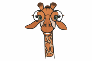 Funny Giraffe with Glasses Embroidery Design