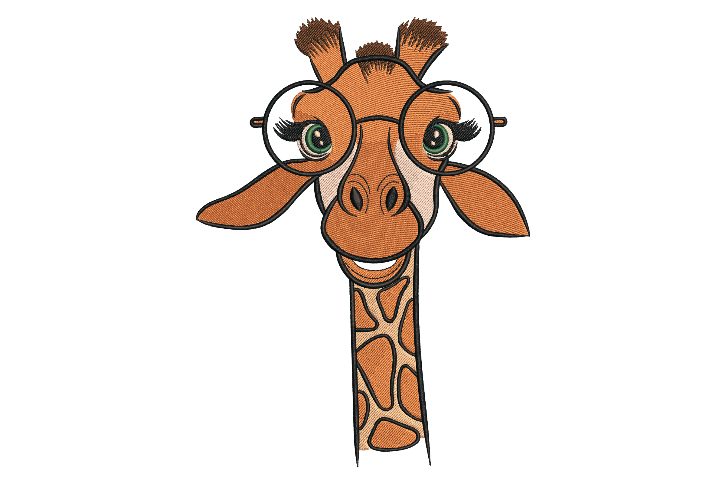 Funny Giraffe with Glasses Embroidery Design