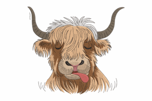 Funny Highland Cow Embroidery Design