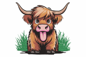 Funny Highland Cow Machine Embroidery Design