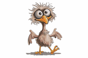 Funny Ostrich Embroidery Design