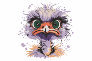 Funny Ostrich Face Embroidery Design