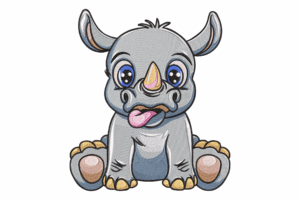 Funny Rhino Embroidery Design