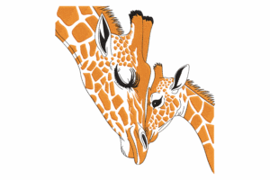 Giraffe Mother and Baby Embroidery Design