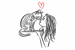 Girl Kissing Cat Embroidery Design